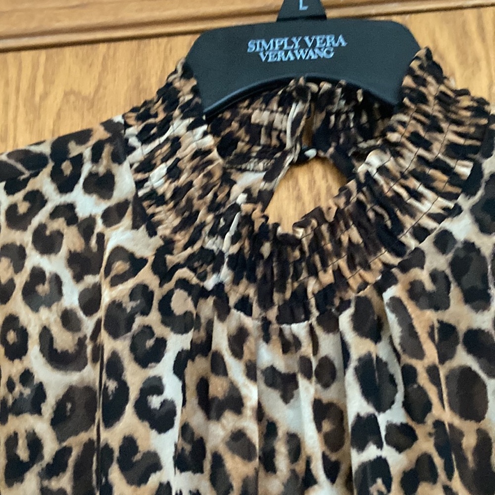 Leopard Print Blouse With Mock Turtleneck And Key… - image 8